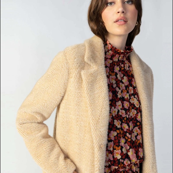 Anthropologie Hometown Jacket Toasted Oat Melange Neutral Motif Trench Coat XL - Picture 7 of 12